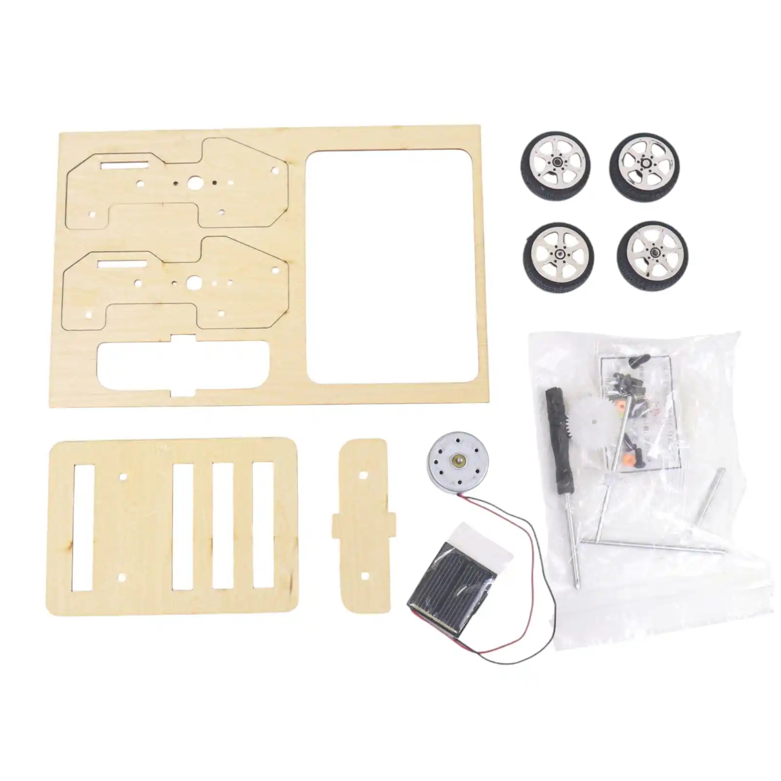 Wooden DIY Solar Panel Car Learning Toy Science Kit