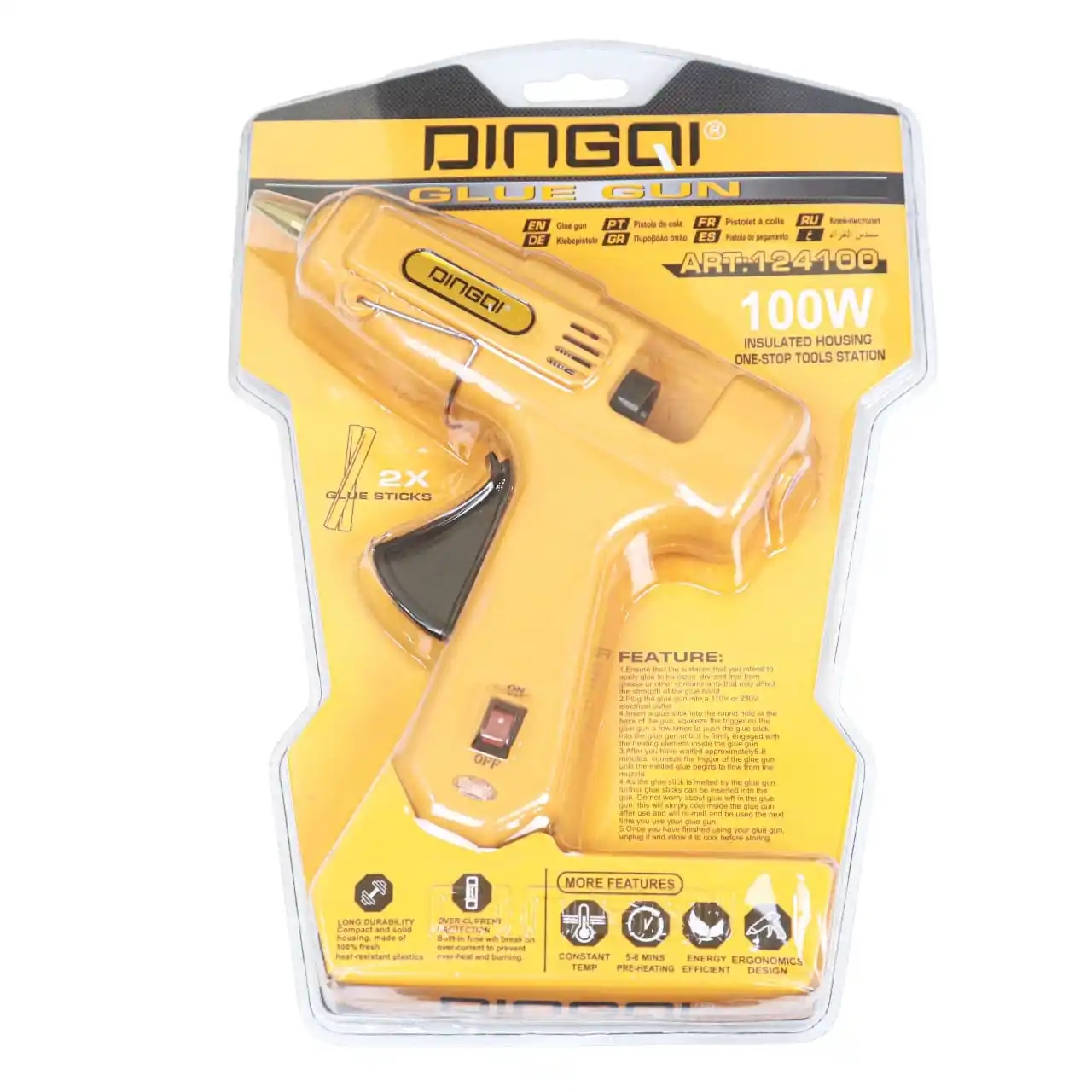 DINGOI 100W High-Power Hot Glue Gun for DIY, Crafting, Electronics, and Home Repairs