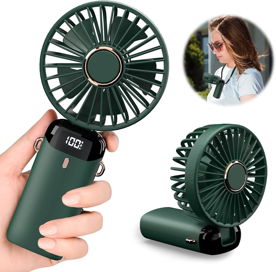 Portable Rechargeable Mini Fan with LED Digital Display – 3 Speed Modes, USB Powered, Phone Stand Feature_img_5