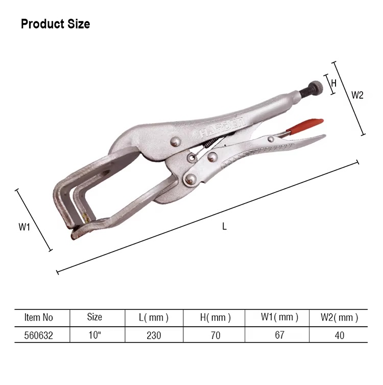 HARDEN 560632 10" Welding Locking Pliers (Curved Jaw), Non-slip Handle Lock Grip, Curved Jaw Welding Locking Pliers; Model: 560632_img_5