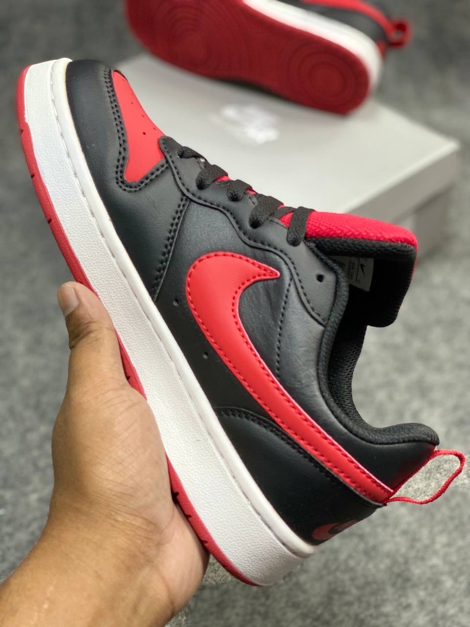 Nike Court Borough Low 2 GS : "black and university red" (OEM) thumbnail 3
