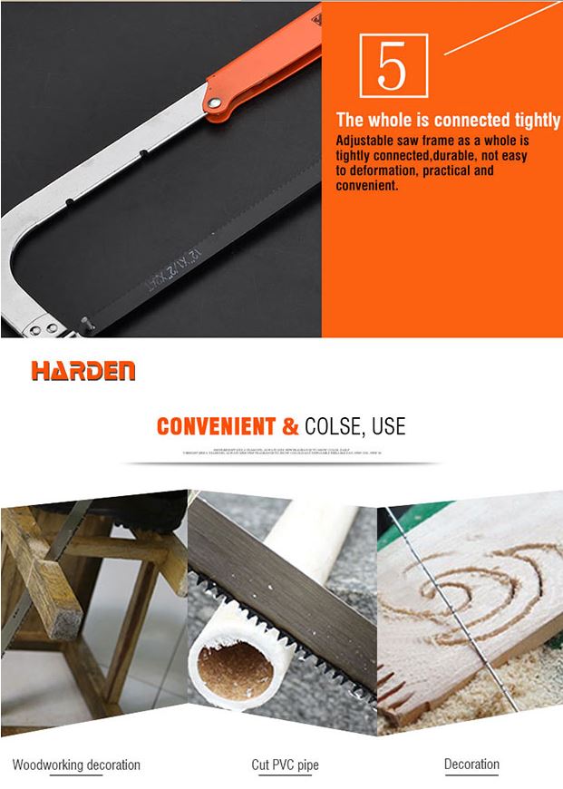 HARDEN 610703 Adjustable Hacksaw Frame (10"-12"); Professional Adjustable Hacksaw frame \w Blade; 610703_img_7