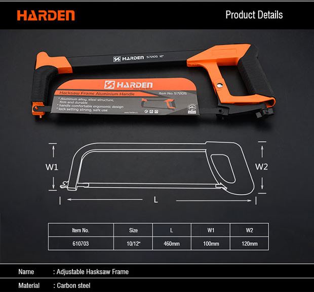 HARDEN 610705 12” Professional Hacksaw Frame | Aluminium D-Type Handle | Model: 610705_img_5