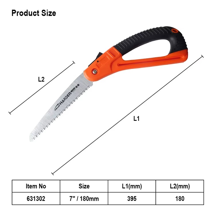 HARDEN 631301 7" Foldable Saw, Soft TPR Handle, High quality fold small hand pruning saw, portable woodworking tree cutting wood for cutting trees; 631301_img_2