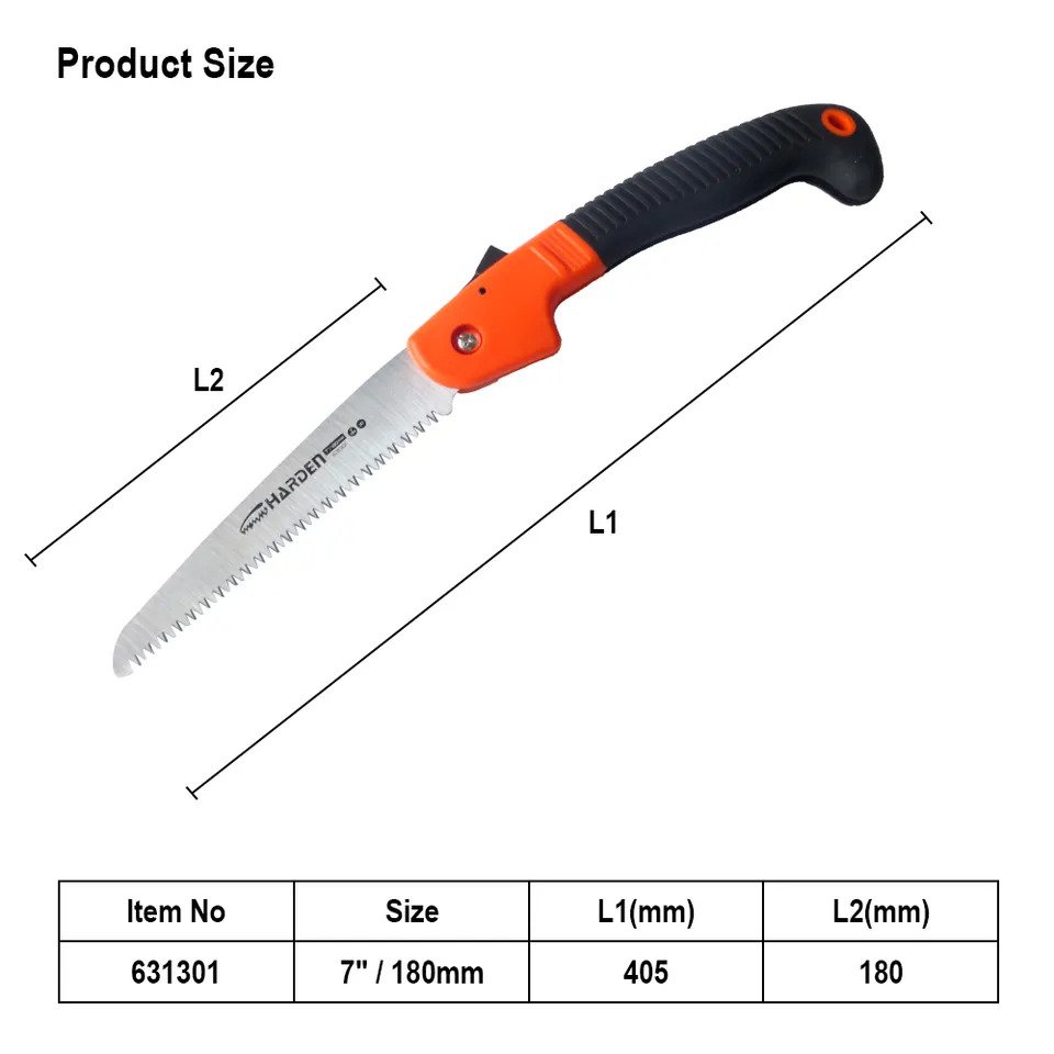 HARDEN 631301 7" Foldable Saw, Soft TPR Handle, High quality fold small hand pruning saw, portable woodworking tree cutting wood for cutting trees; 631301_img_4