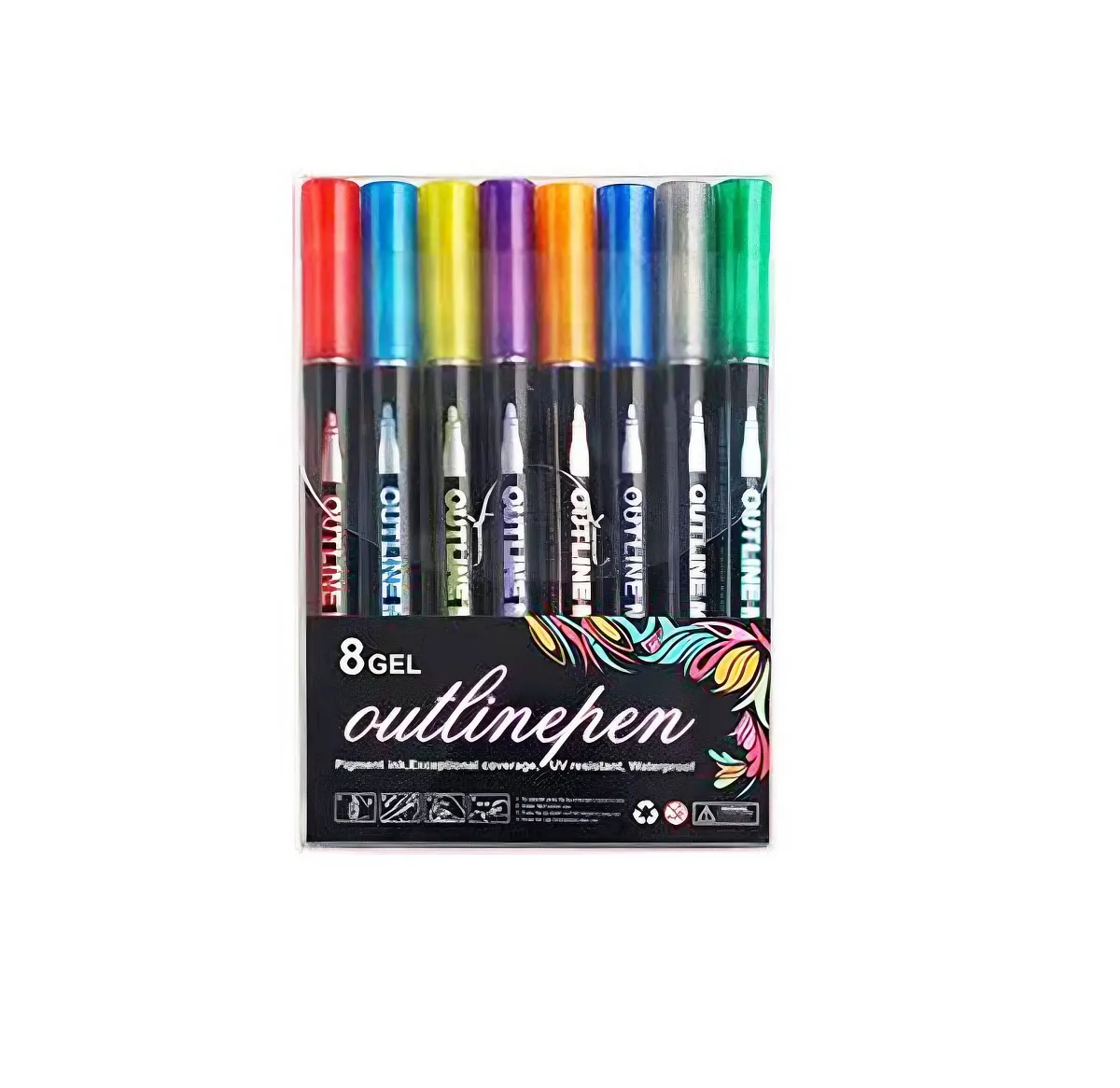 Double line contour pen 8 color graffiti pen metal greeting card pen | Iris