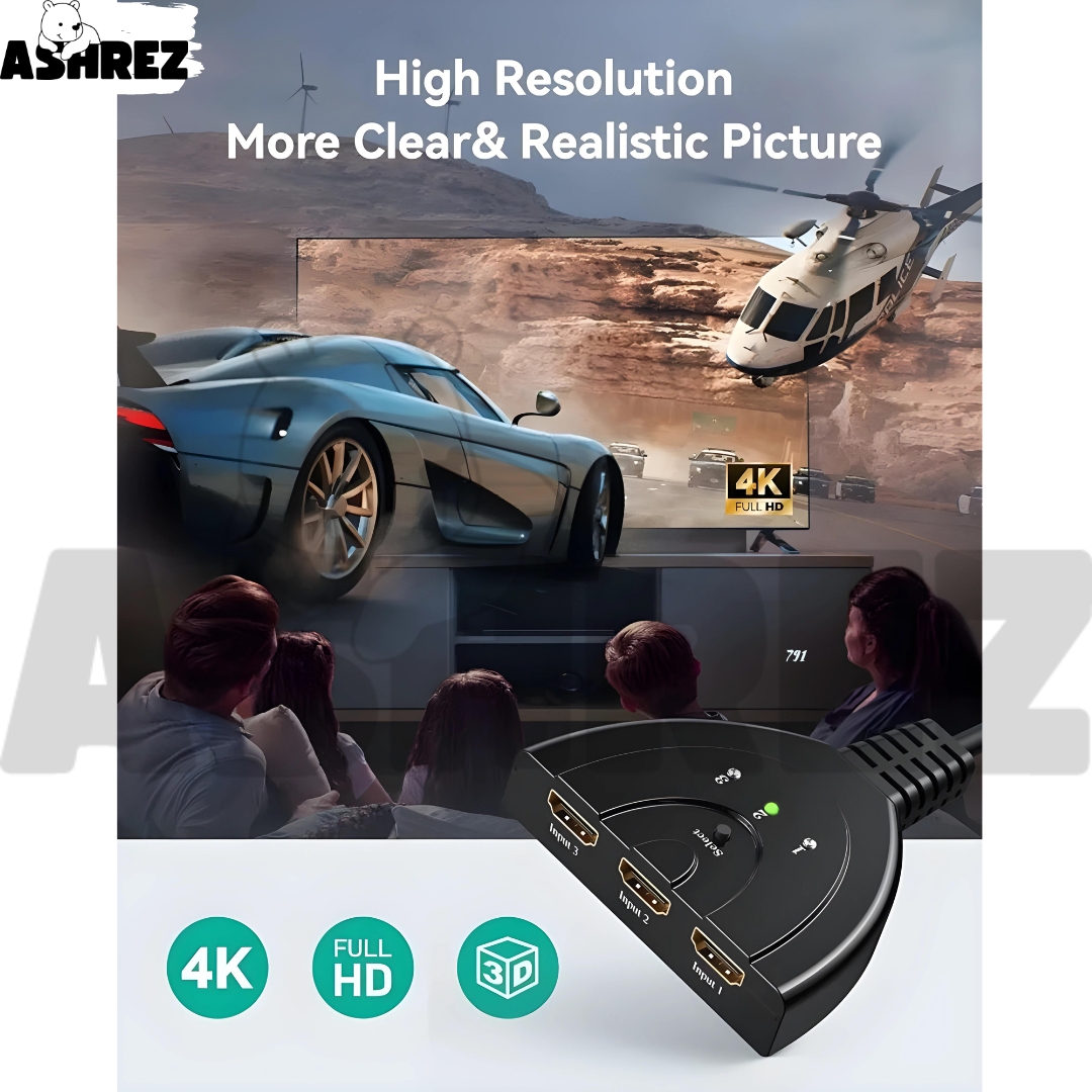 4K HDMI Switch 3-in-1 Out with Pigtail Cable - Black_img_5