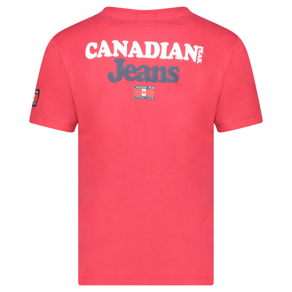 - T-Shirt Col Rond avec Drapeaux et Impressions Rouge_img_3