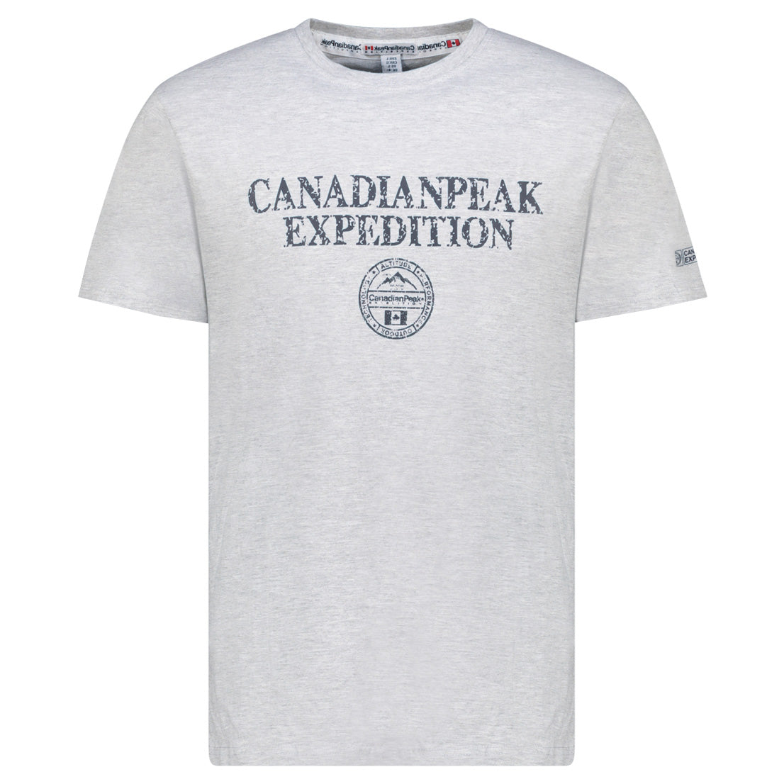 Canadian Peak JVICKEAK Homme - T-Shirt Col Rond avec Impressions et Drapeau Gris Clair