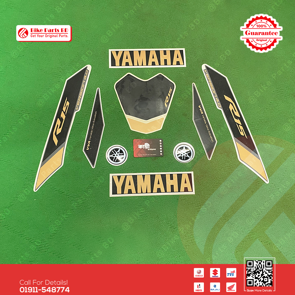 Full Set Sticker for Yamaha R15 V4 (Matt Black BS7) bike. thumbnail 2