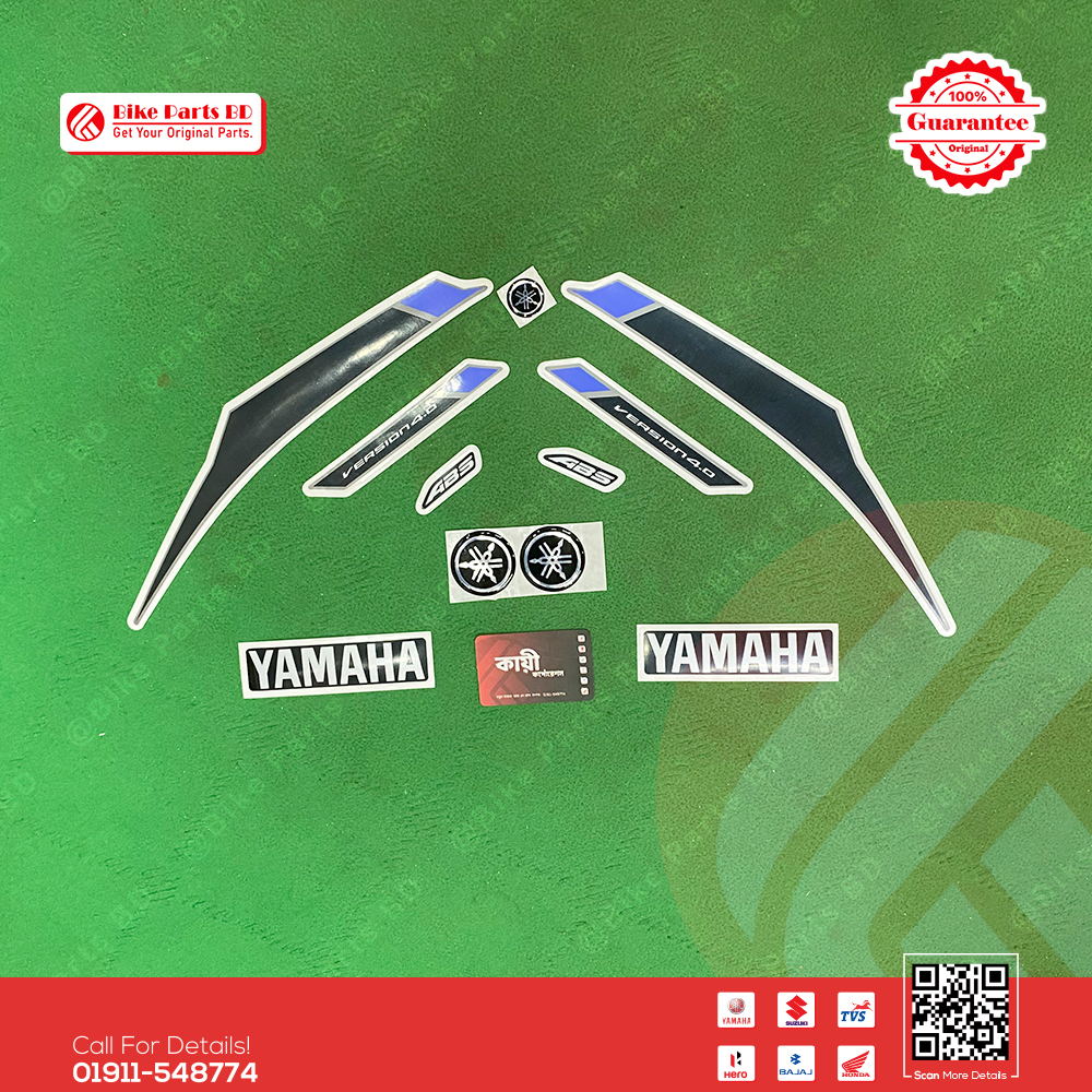 Full Set Sticker for Yamaha FZS V4 (Metallic Grey Colour) bike. thumbnail 2