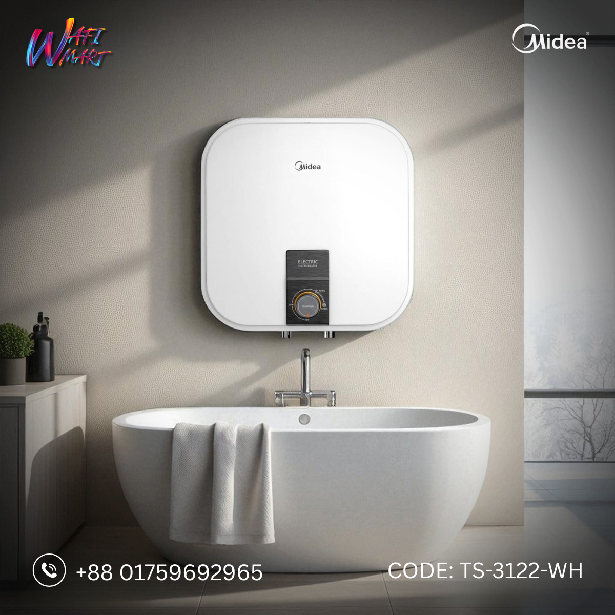 Midea Water Heater 15 Ltr D15-VI (White) M-3126-WH
