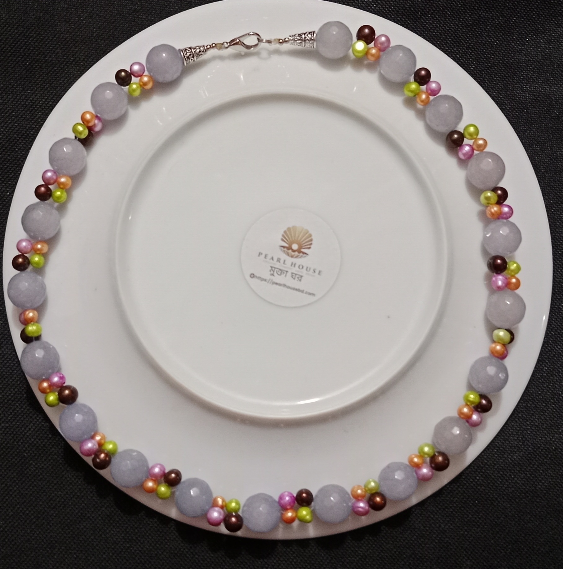 22 inch Long Exclusive Pearl & Marble stone combination Neckpiece_img_2