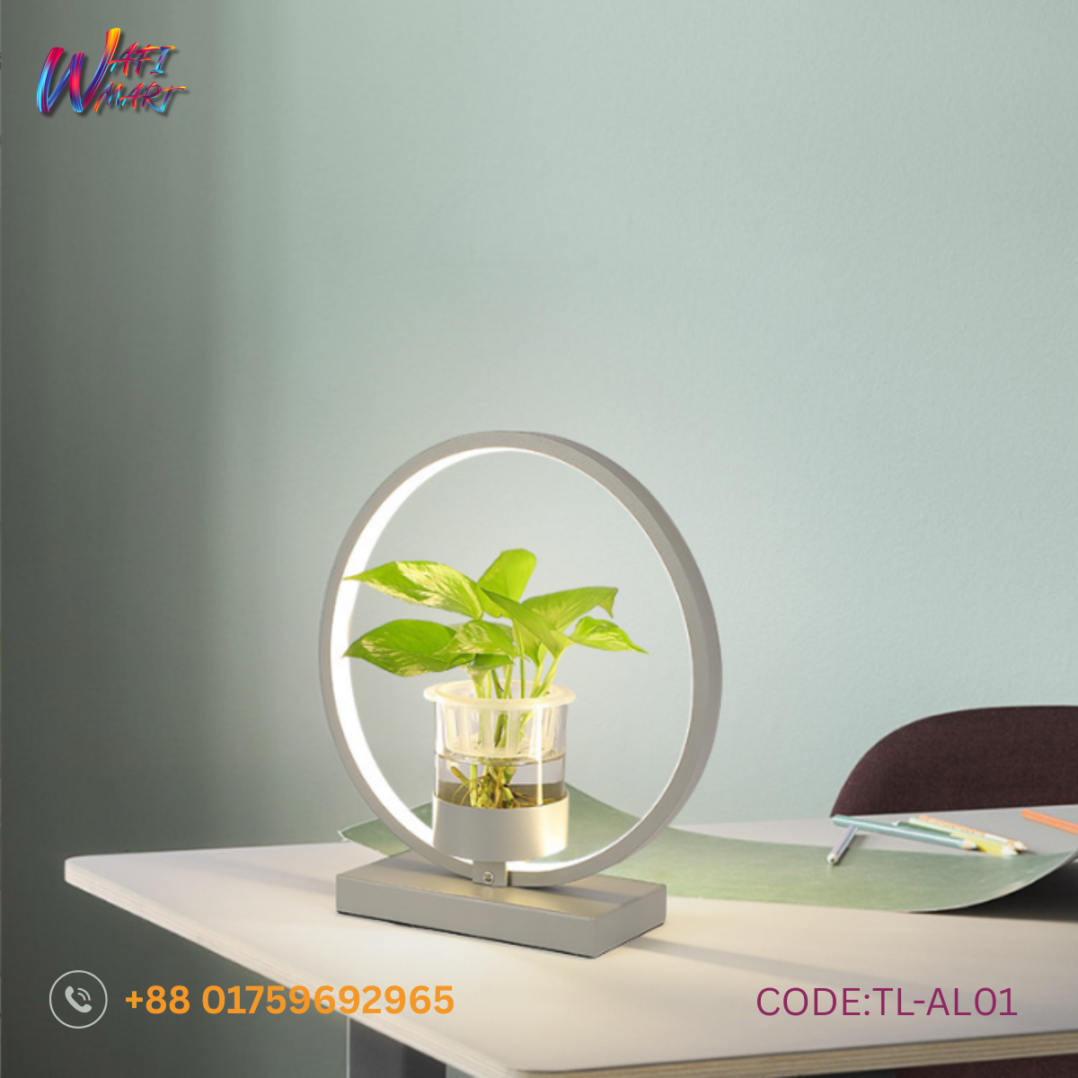 Modern Nordic Creative LED Indoor Round Hydroponic Plant Growth Table Lamp for Home Living Room