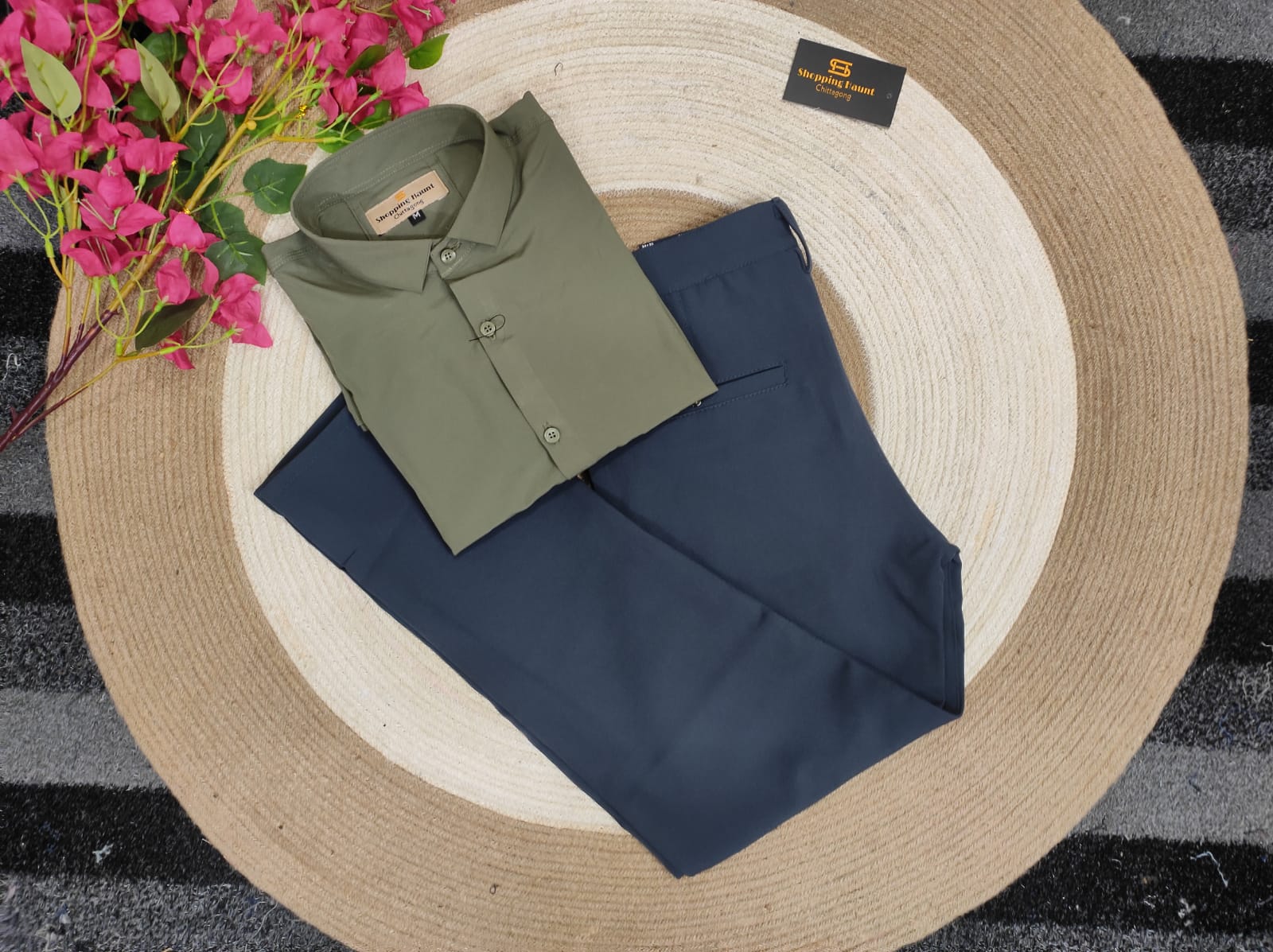 Formal Nevy pant with Olive shirt