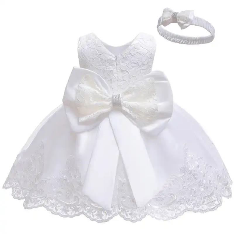 Baby Girls Princess Lace Bow Party Dress with Headband (0 to 4 years)_img_5