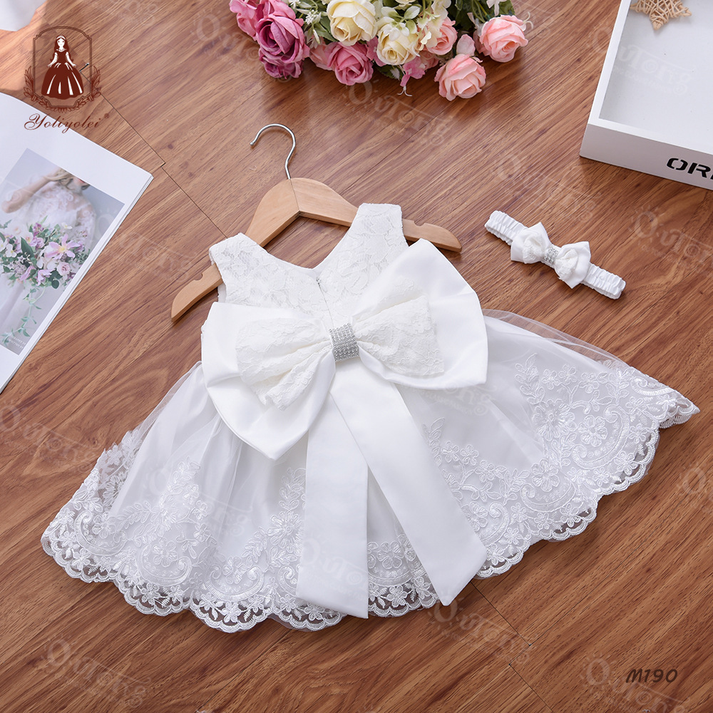 Baby Girls Princess Lace Bow Party Dress with Headband (0 to 4 years)_img_12