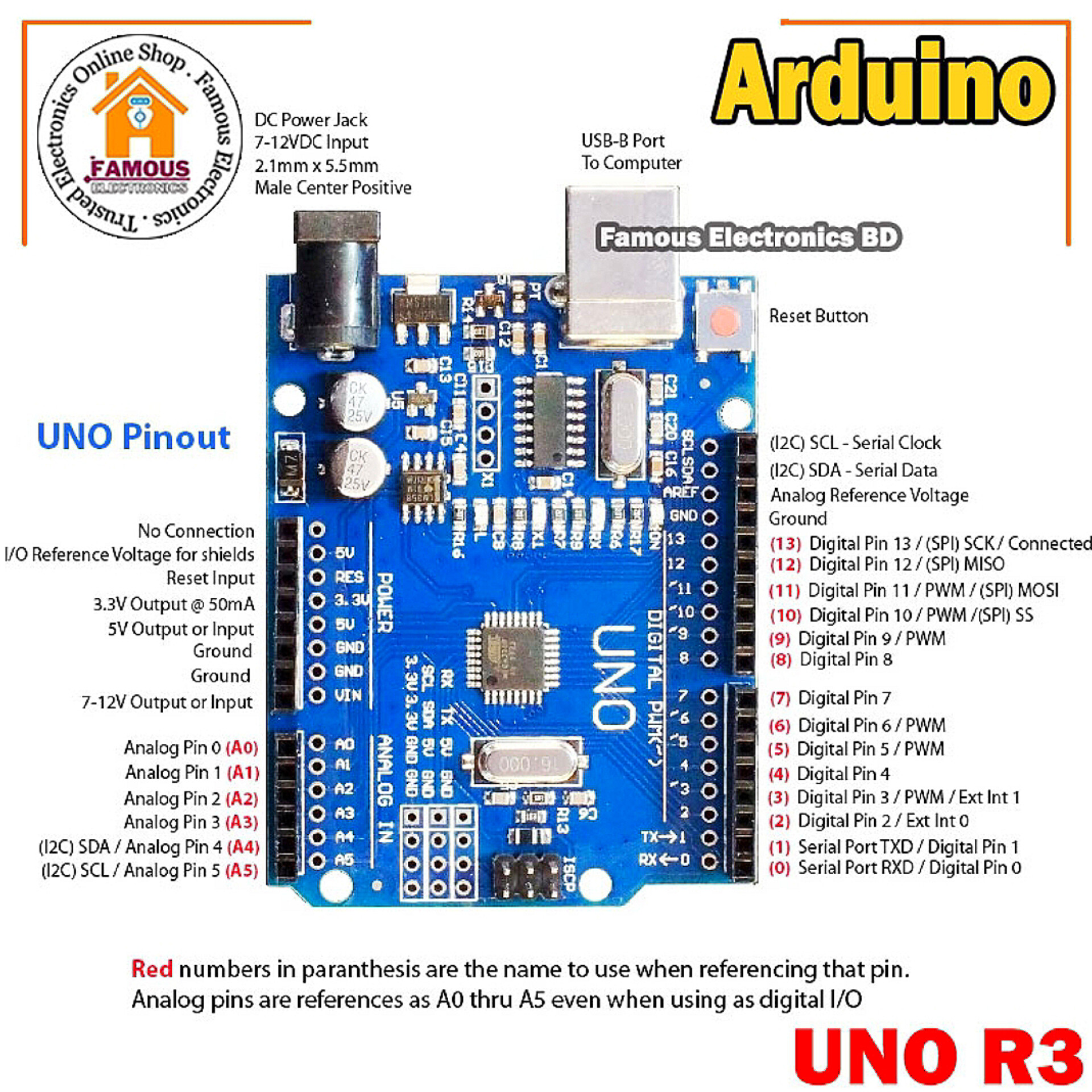 Arduino UNO R3 ATMEGA328P Chip CH340G Development Board with Data Cable and Headers_img_4