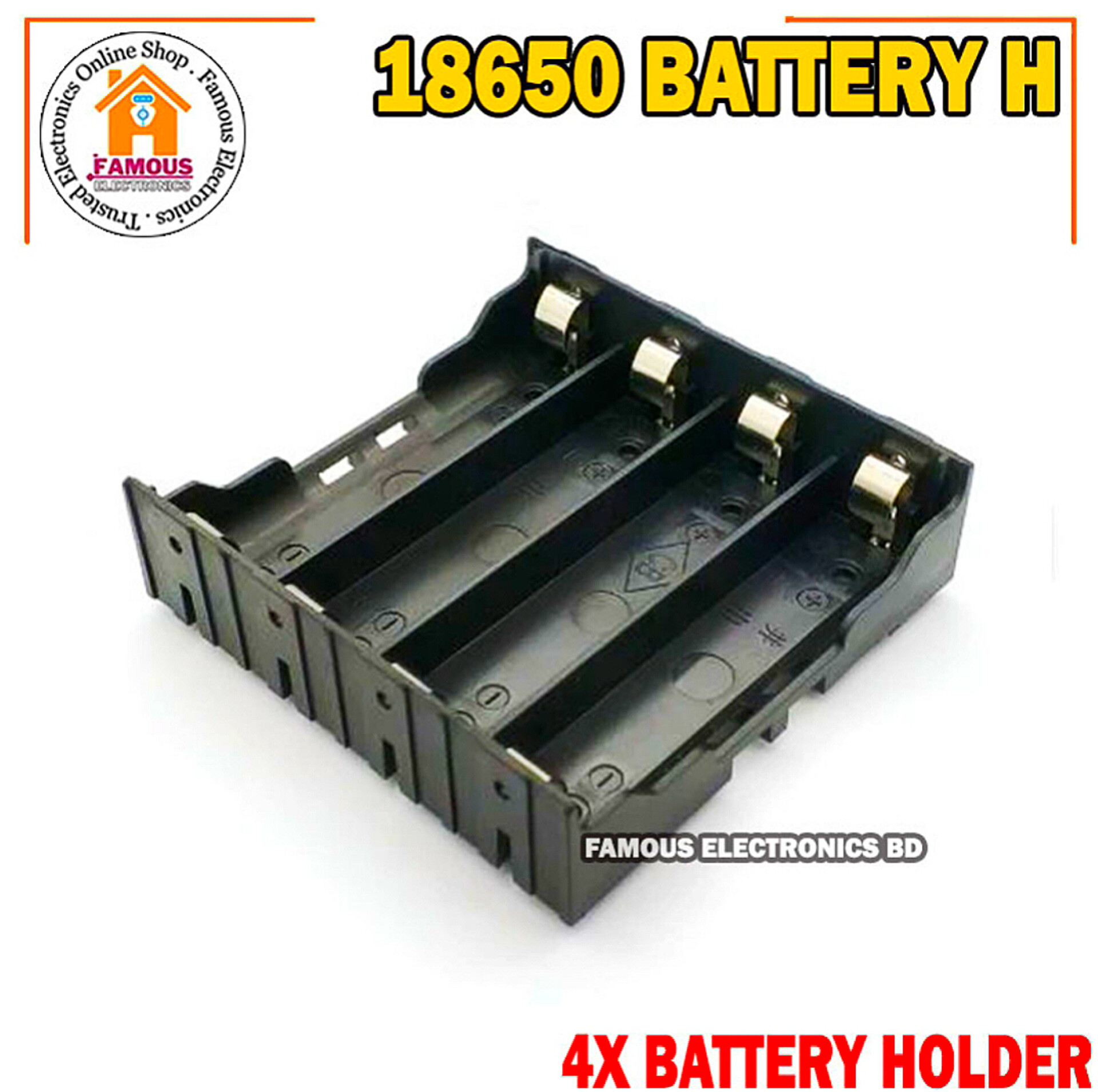 18650 Battery Case Holder Bracket Storage Holder 4X Slot for 4 Cell