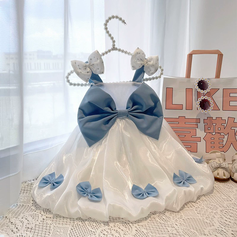 Kids Girl Summer Blue Bow Skirt Princess Dress (6 months to 7 years)_img_4