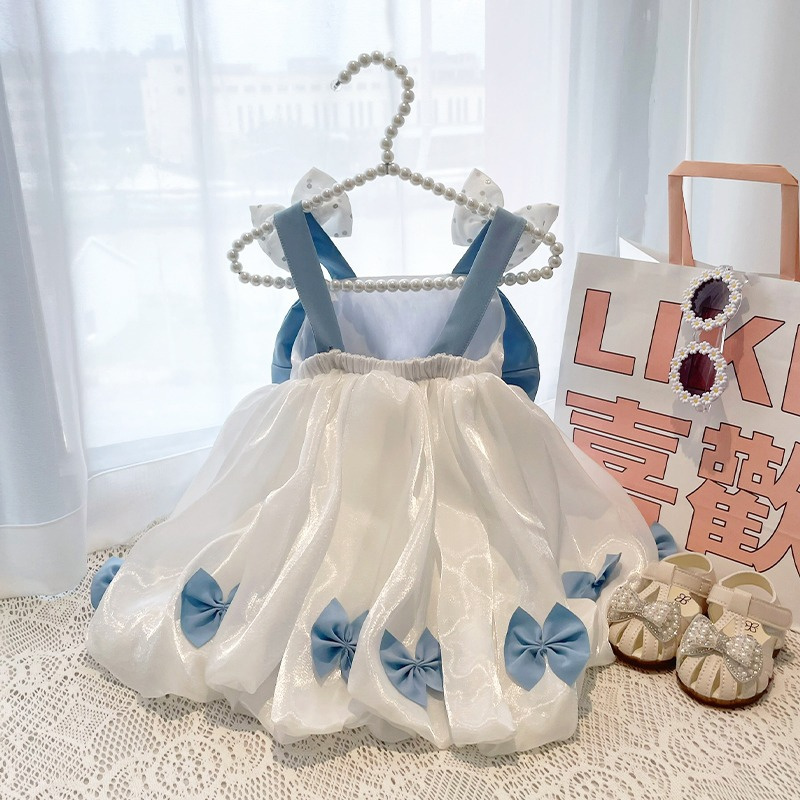 Kids Girl Summer Blue Bow Skirt Princess Dress (6 months to 7 years)_img_5