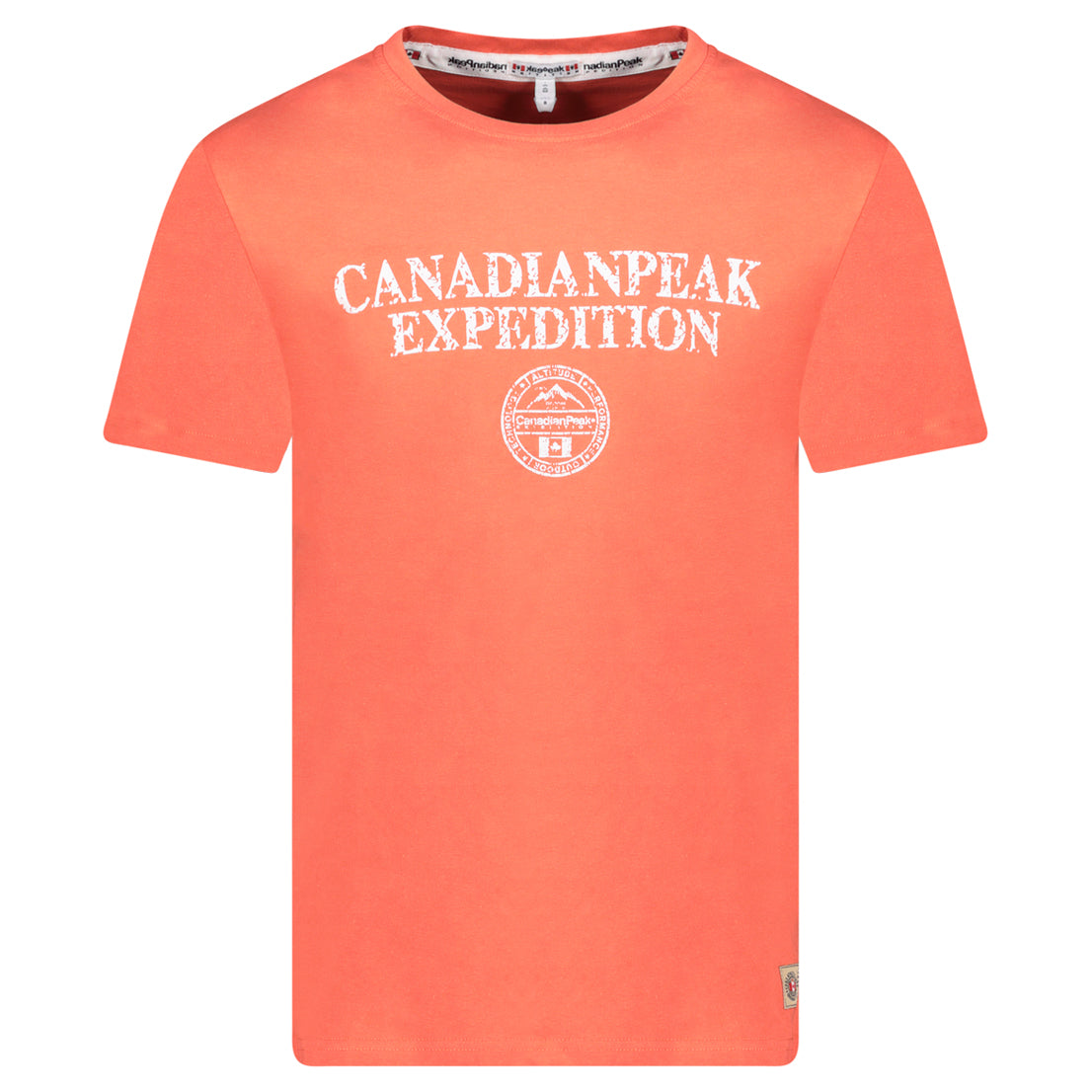 Canadian Peak JVICKEAK Homme - T-Shirt Col Rond avec Impressions et Drapeau Corail