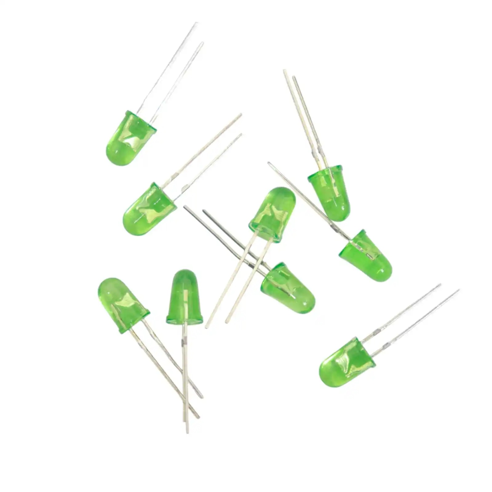 10PCS 5mm Round Green LED – High-Brightness Light Emitting Diode for DIY Electronics, Indicators & Front Panel Projects