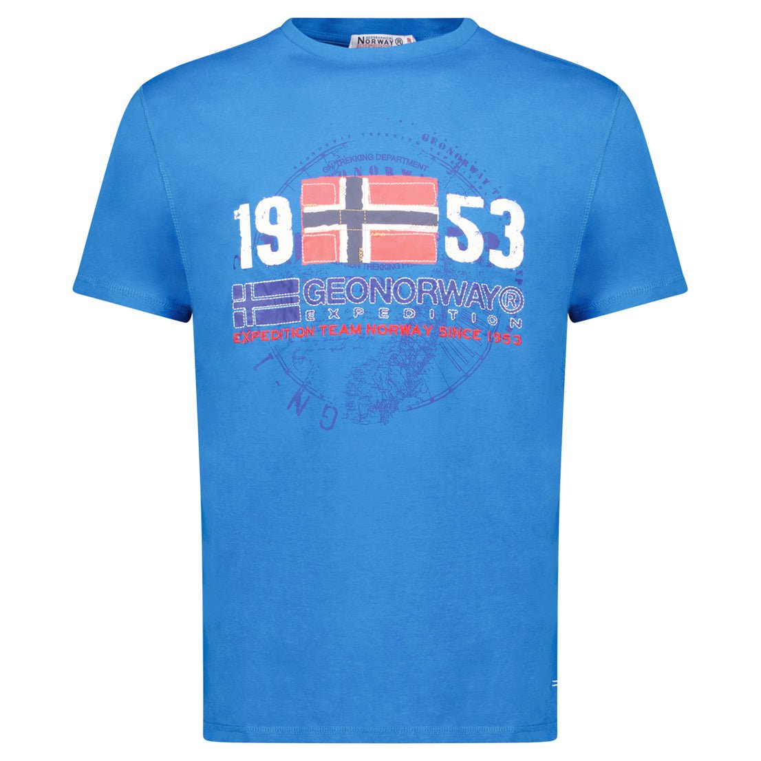 Men's T-Shirt Short Sleeve with Royal Blue Flag