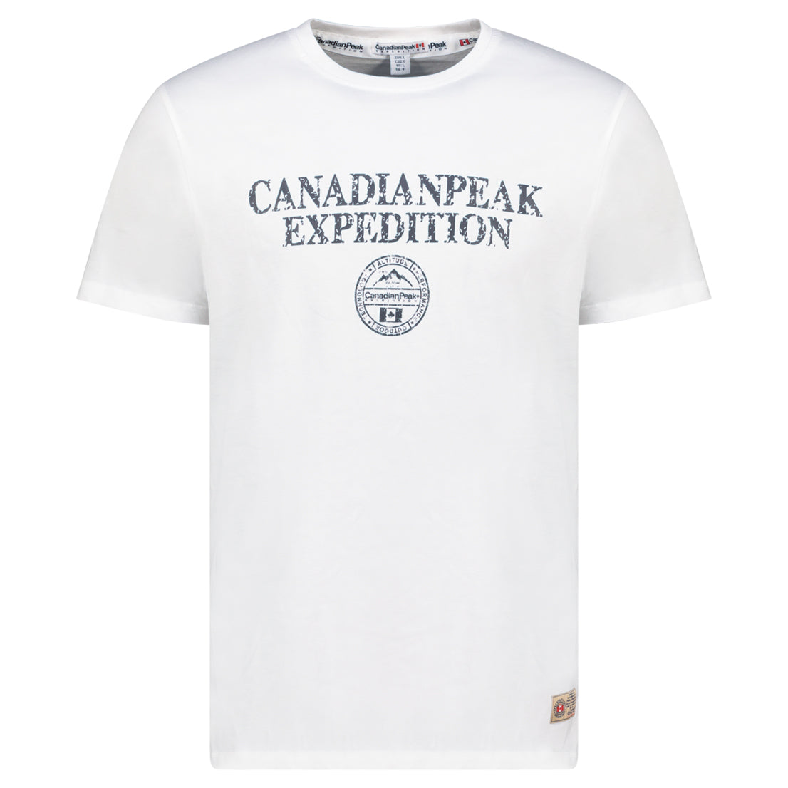 Canadian Peak JVICKEAK Homme - T-Shirt Col Rond avec Impressions et Drapeau Blanc