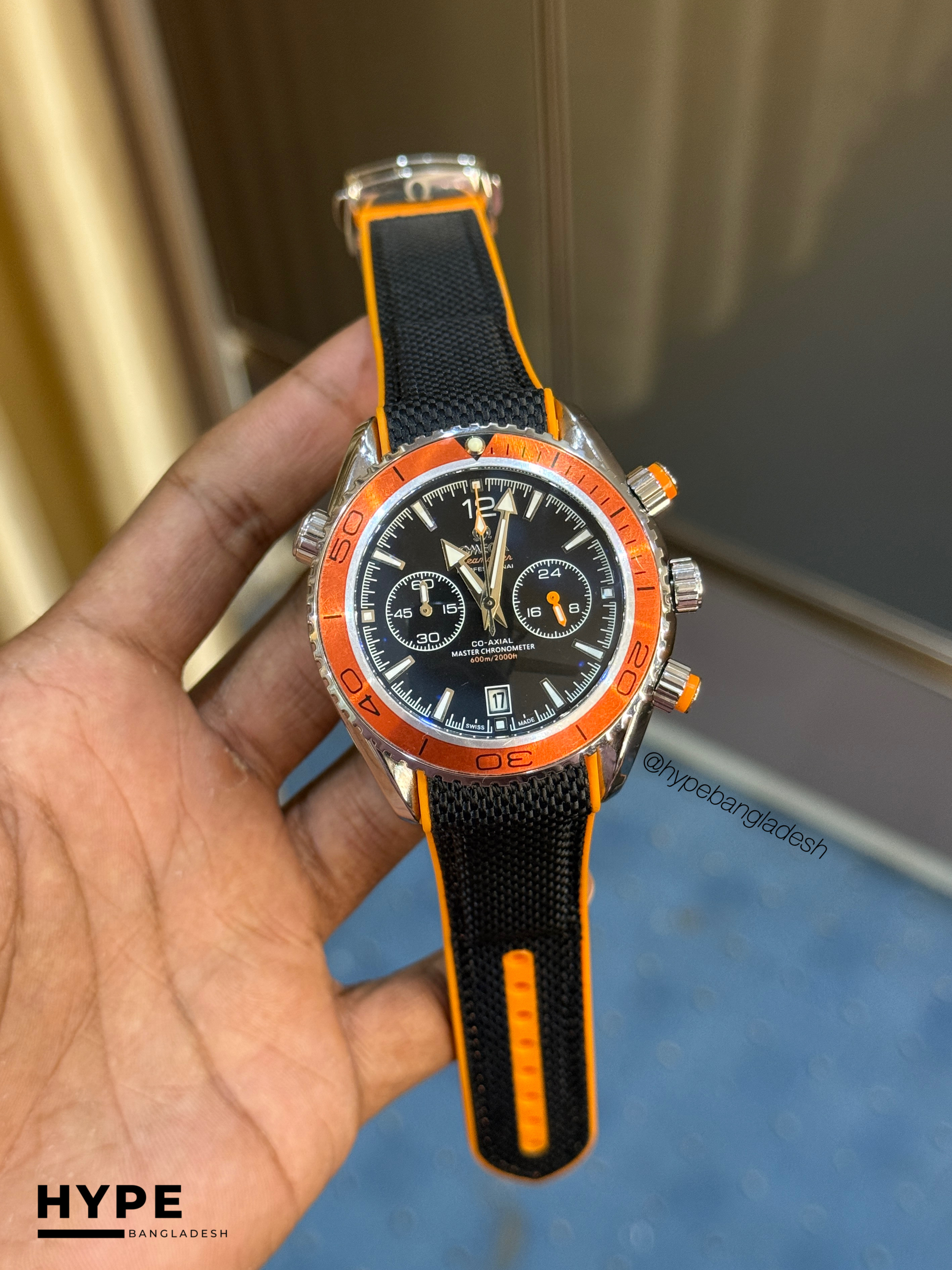 Omega Seamaster Quartz Chronograph Silicone Belt (Orange)