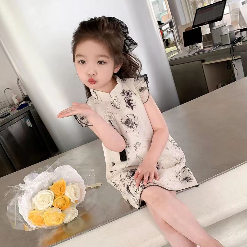 Kids Girls Summer Elegant Floral Cheongsam Style Chinese Princess Dress (1 to 6 years)_img_1