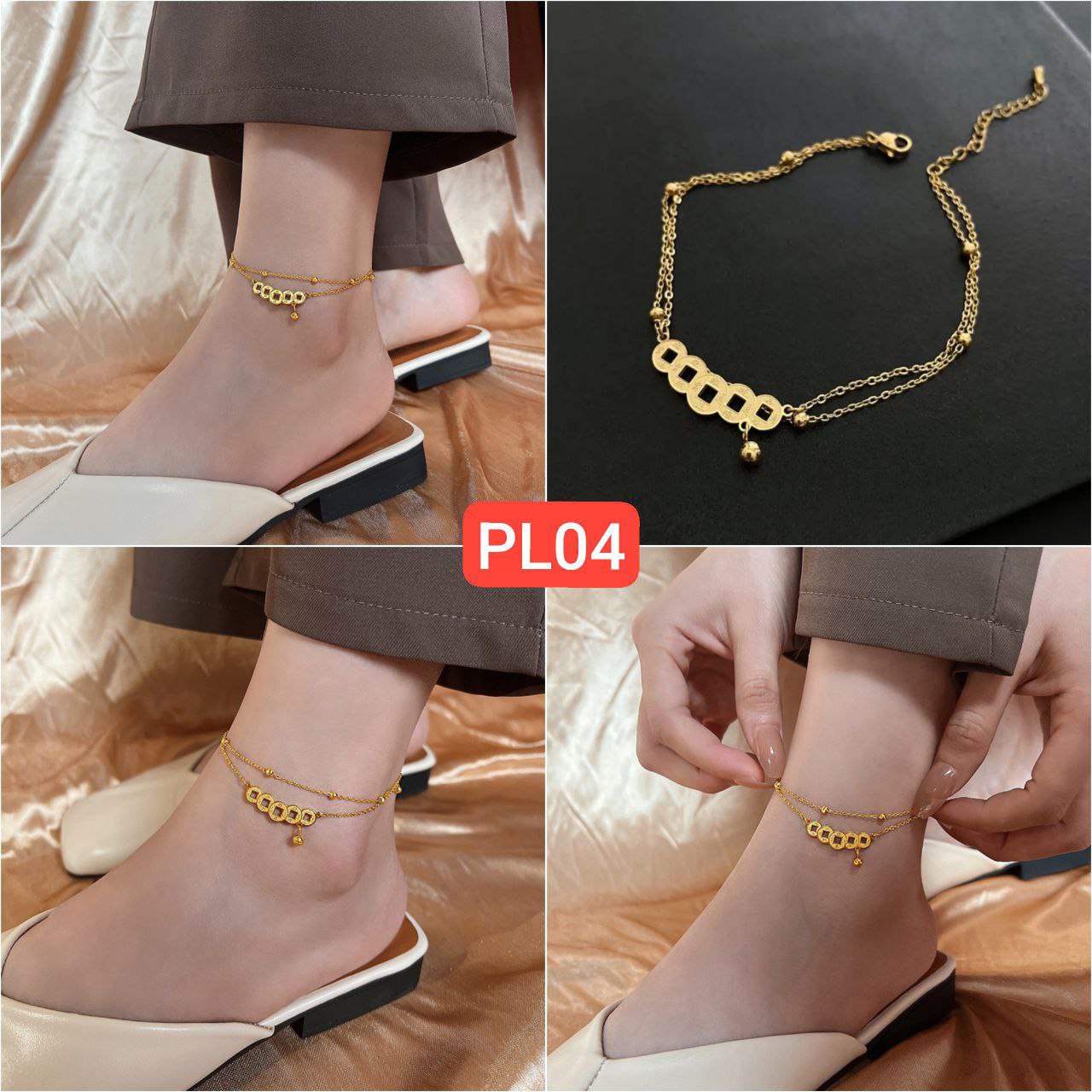 Double chain copper coin anklet payel PL04(Materials: Titanium SteelColor guarantee)🌸_img_2