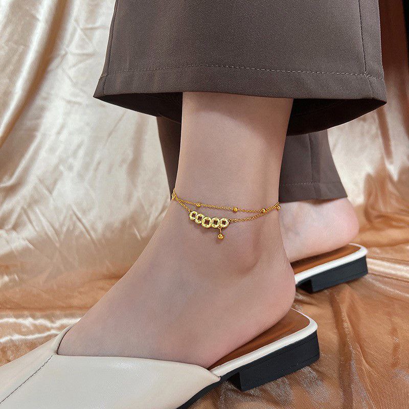 Double chain copper coin anklet payel PL04(Materials: Titanium SteelColor guarantee)🌸_img_5