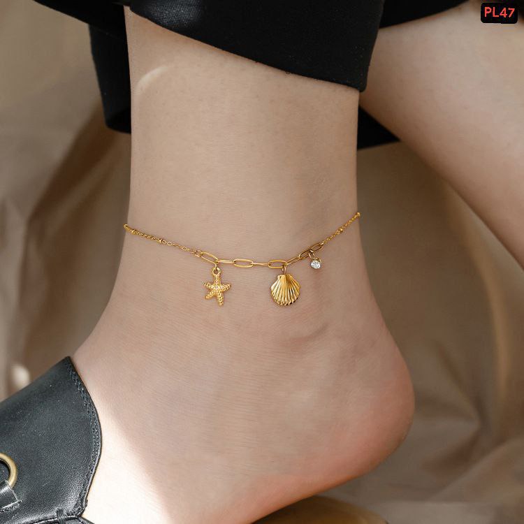 Oyster Star 18K Gold Anklet PL47(Materials: Stainless steel Color guarantee