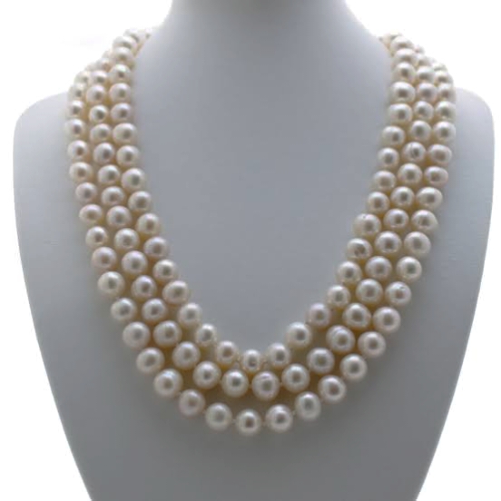 Round white pearl 3 Layer necklace_img_0