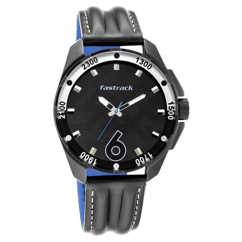 Fastrack NS3084NL05 Hitlist Quartz Analog Black Dial Leather Strap Watch - Image 1