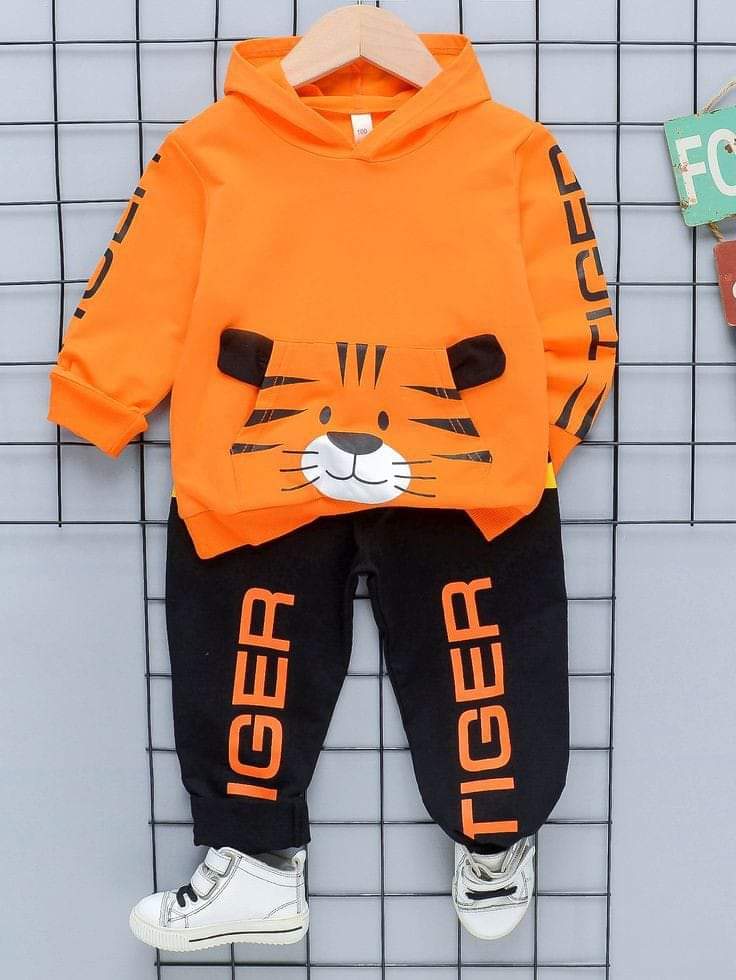 Hoodie and trousers (Orange colour hoadies and Black trouser)