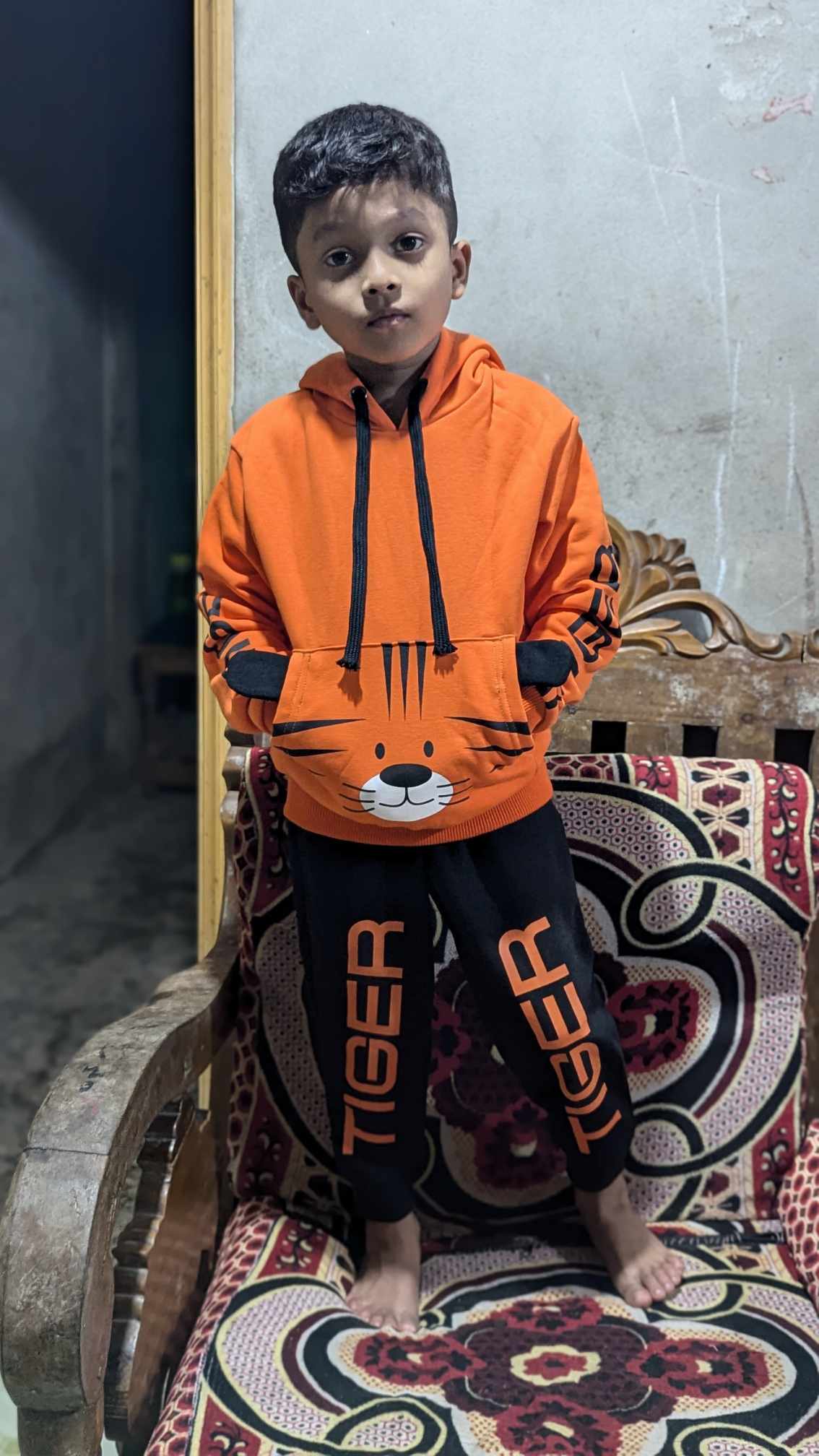 Hoodie and trousers (Orange colour hoadies and Black trouser)_img_5