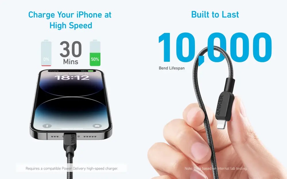 Anker A81A5 (310) USB‑C to Lightning Cable – 3 ft (MFi‑Certified)_img_1