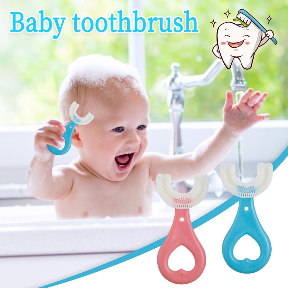 U Shaped Silicone Toothbrush for Kids Children, For Tooth Cleaning