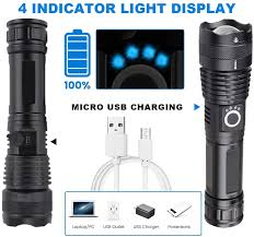 Rechargeable Zoom LED Flashlight USB Torch Light – With Battery_img_2