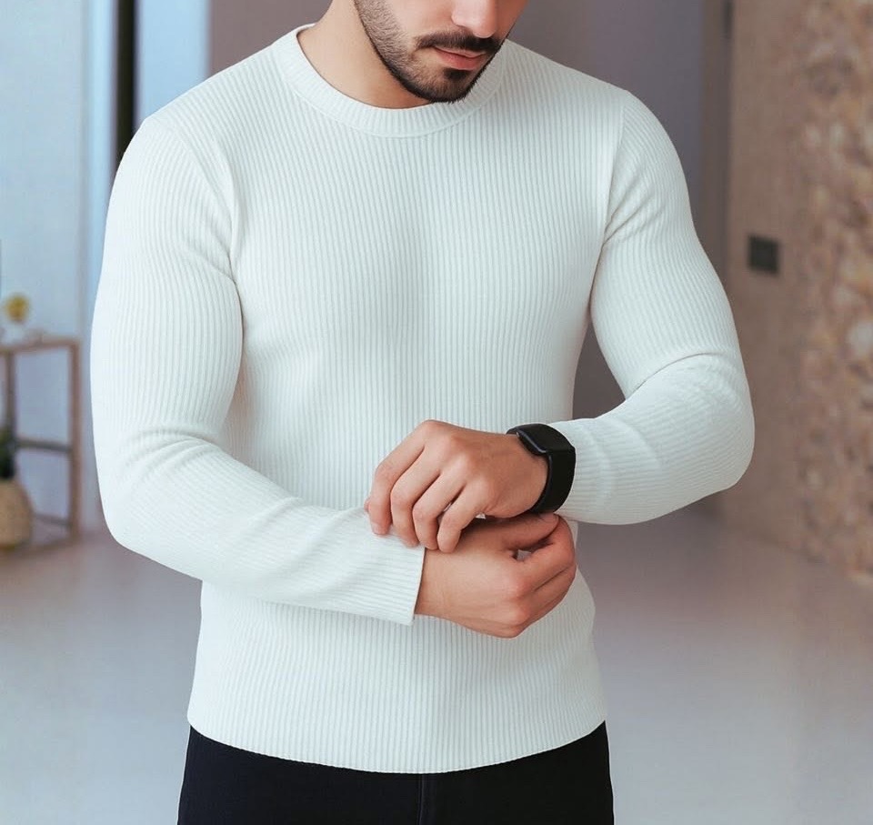 Premium White Rib Full Sleeve T-Shirt_img_0