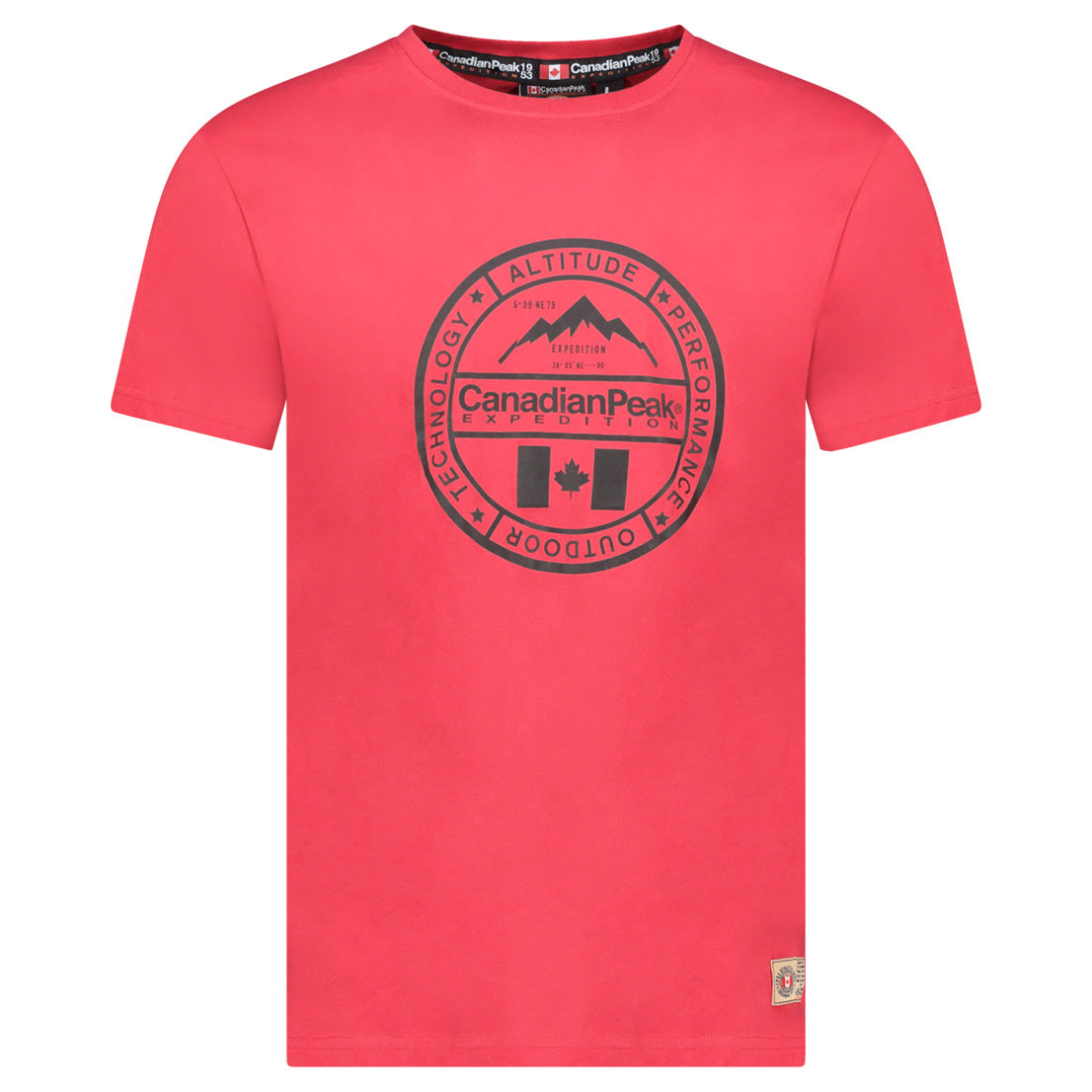 T-Shirt Col Rond avec Impressions et Drapeau Rouge