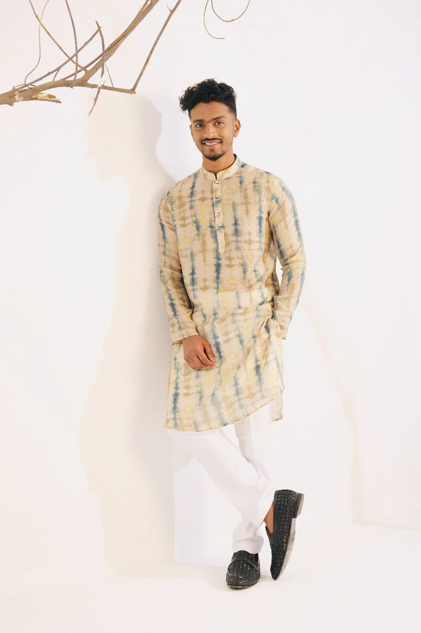 Rawayi Men's Printed Straight Cotton Classic Panjabi(PJB-009)