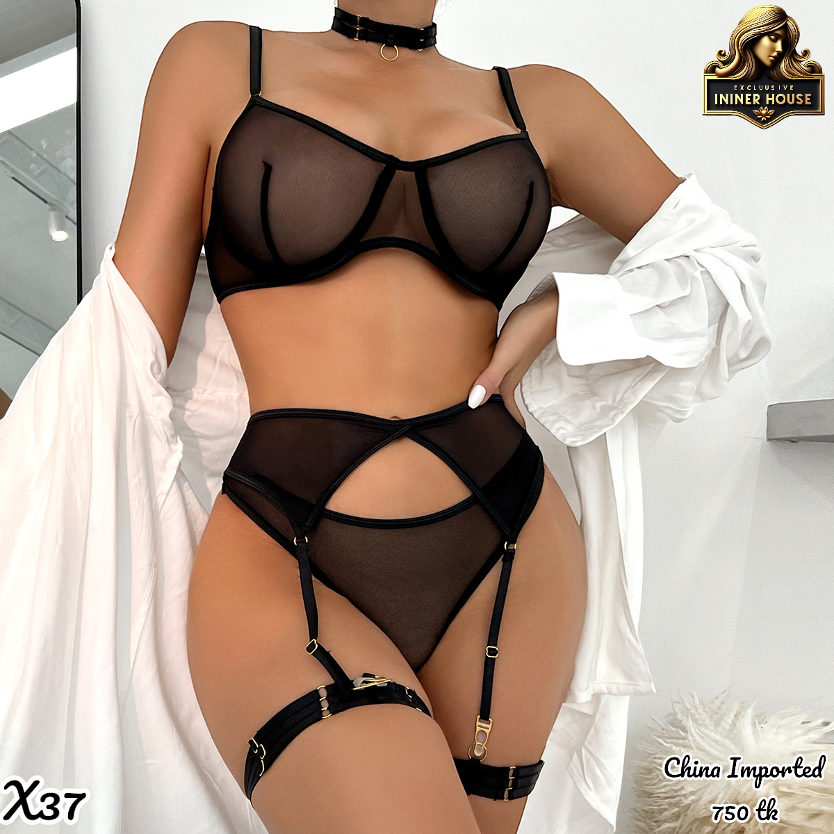 Mesh Erotic Lingerie Set(3 Part)_img_6