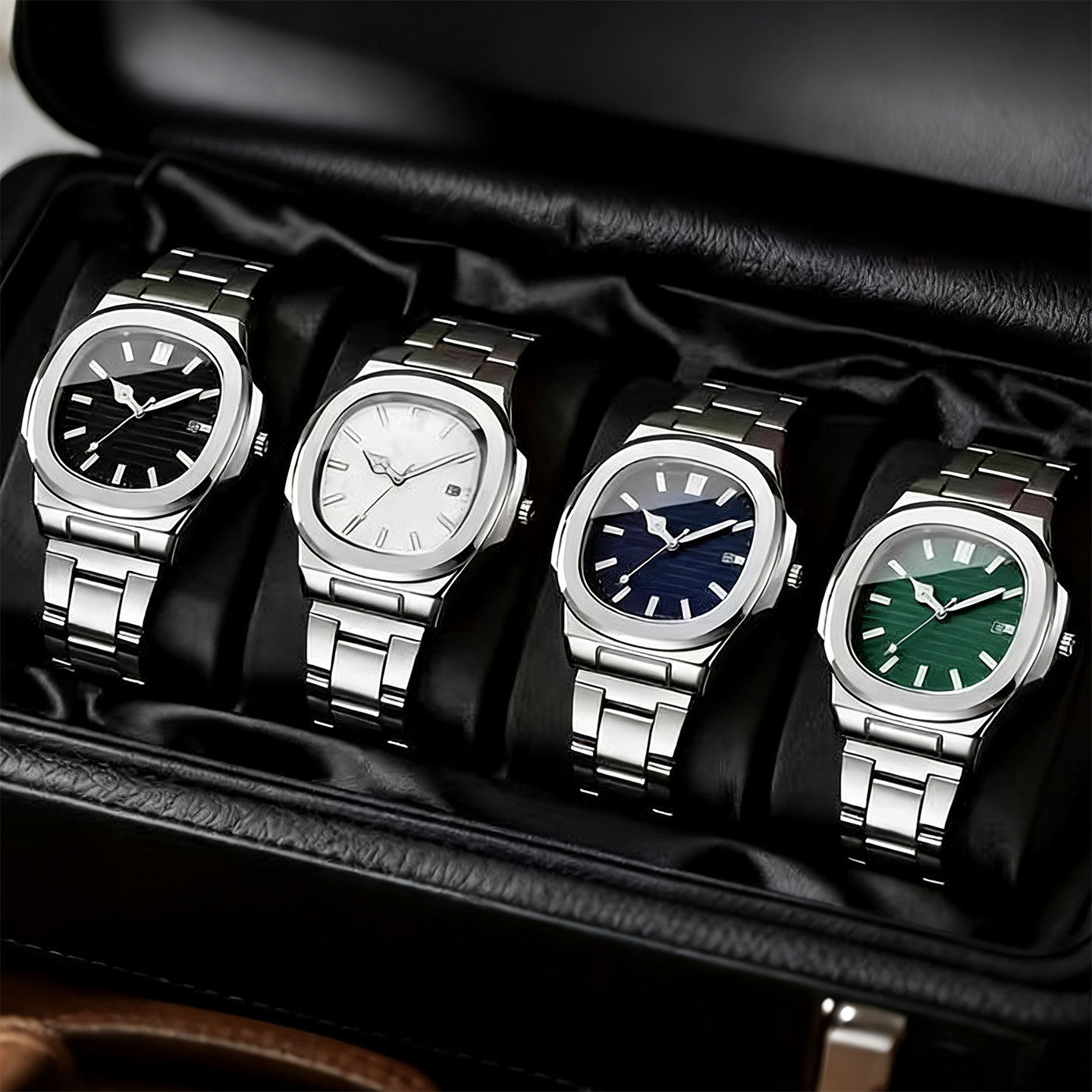 The Horizon Series: Luxury Integrated Sports Watch with Textured Dial