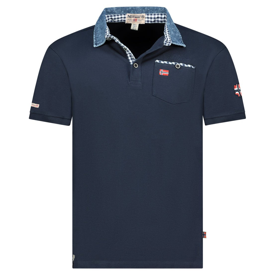 Polo shirt with pocket, prints and flag details Navy