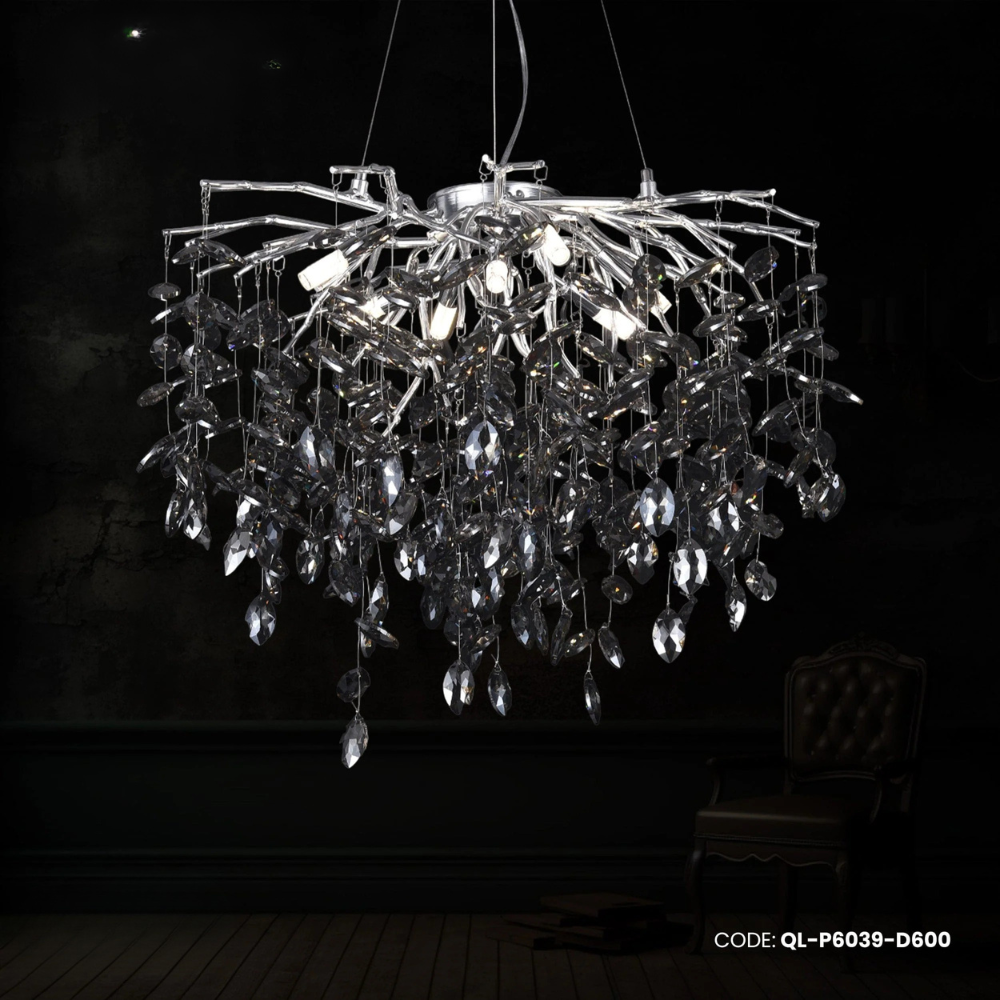 Qulik Luxury Decorative Oxidized Silver Smoke Ash Pendant Ceiling Lights (QL-P6039-D600)