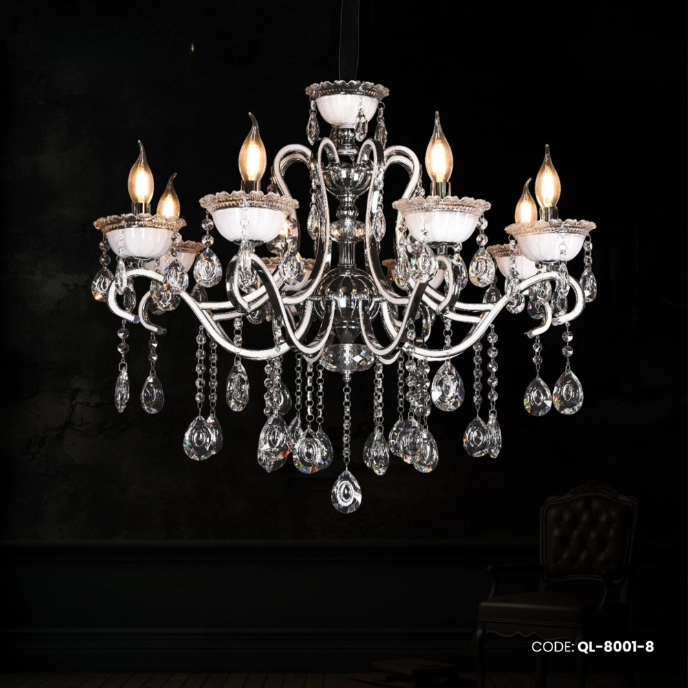 Qulik Modern Luxury Crystal Chandelier Pendent 8 Head Lamp (QL-8001-8)