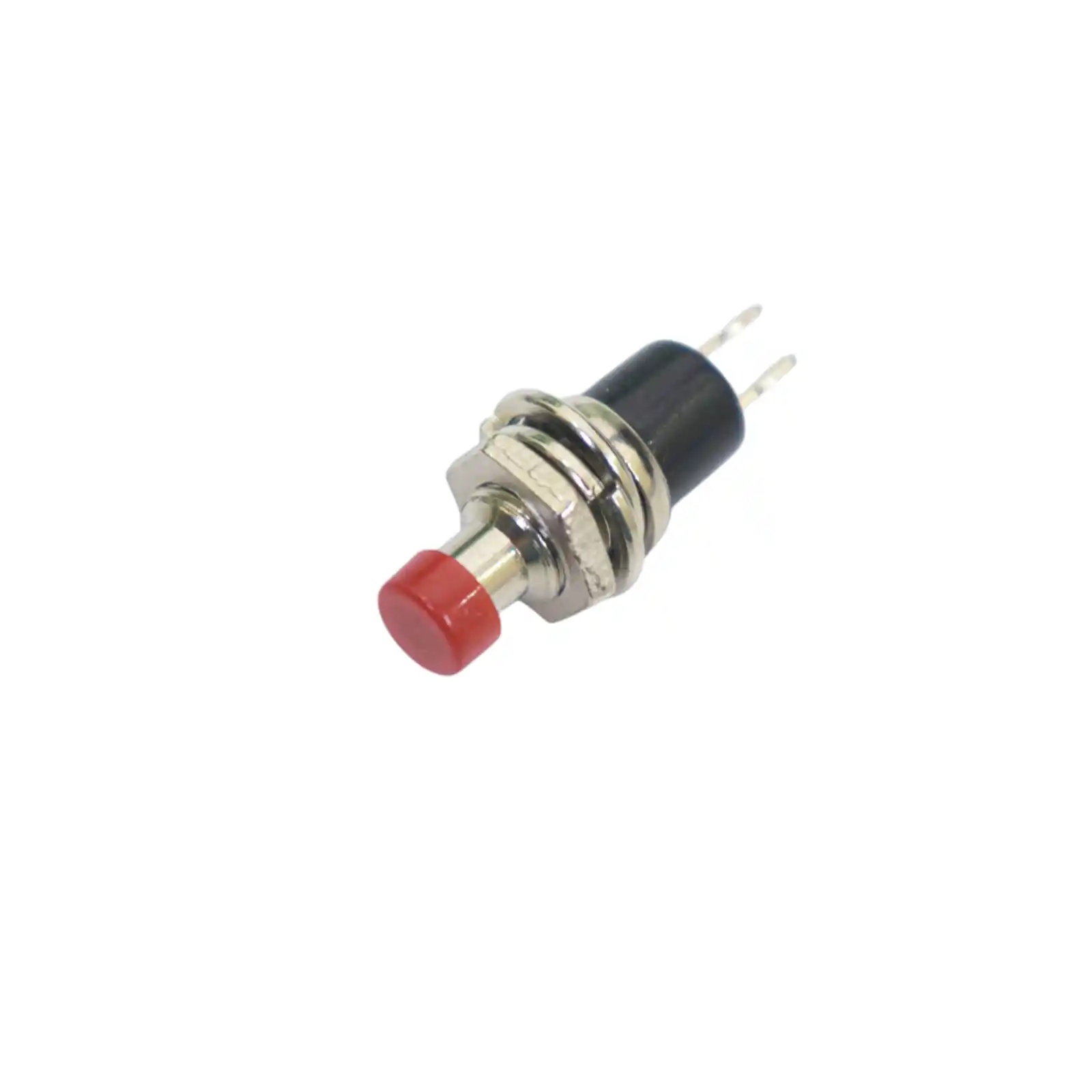Silence Switch Stainless Steel Switch 2 Pin AC 250V 1A Mini Push Button SPST On-Off HORN Switch with Round Red Cap